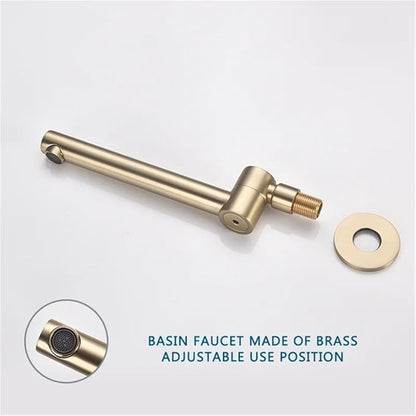 Faucet Brass Wall-Mounted Basin Faucet Sink Brushed Gold Single Handle Hot and Cold Water Recessed Bathroom Rotatable(Matt Black) Faucet