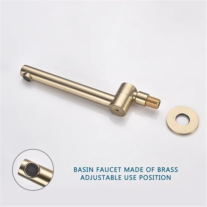 Faucet Brass Wall-Mounted Basin Faucet Sink Brushed Gold Single Handle Hot and Cold Water Recessed Bathroom Rotatable(Gunmetal Grey) Faucet