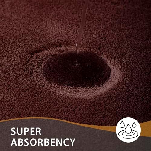 MINIDEAR Bathroom Rugs 47x20 Dark Brown - Thick Memory Foam Bath Mat, Ultra Soft & Plush Fluffy, Non-Slip, Quick Dry, Absorbent Washable Floor Microfiber Mat for Tub, Home Decor Accessories