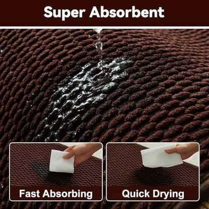 Triohero Bathroom Rugs Non Slip Washable, Super Absorbent Thin Bath Mat Quick Dry Low Pile Bathroom Rug, Brown 24"x36"
