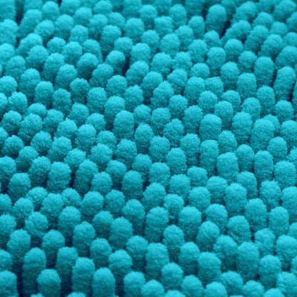 HOMEIDEAS Teal Blue Chenille Bathroom Rugs Set of 3, Non Slip Bath Mat