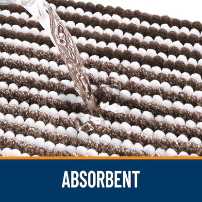 OLANLY Bathroom Rugs 36x24, Soft Chenille Striped Bath Rugs, Brown