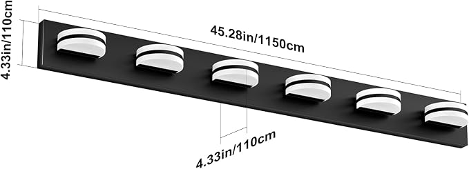 Aipsun 6 Lights Modern Black Vanity Light Up and Down Black LED Vanity Light Fixtures Bathroom Wall Light Over Mirror 6000K