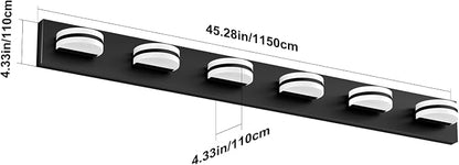 Aipsun 6 Lights Modern Black Vanity Light Up and Down Black LED Vanity Light Fixtures Bathroom Wall Light Over Mirror 6000K