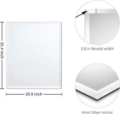 30x36 Inch Bathroom Mirrors for Over Sink, Frameless Mirrors for Wall | Beveled Bathroom Mirror, Bathroom Vanity Mirror for Bedroom Living Room Entryway Home Decor