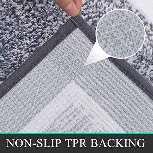 Pauwer Bathroom Rugs Sets 2 Piece, Non Slip Washable Bath Mat, Dark Grey