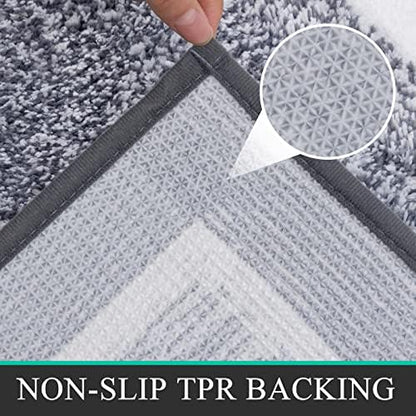 Pauwer Bathroom Rugs Sets 2 Piece, Non Slip Washable Bath Mat, Dark Grey