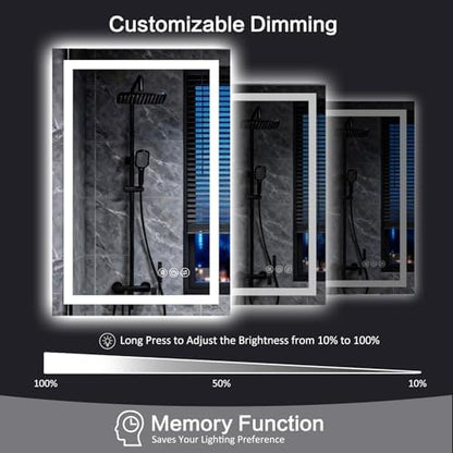 40"x 30" LED Bathroom Mirror with Lights, 90CRI Anti-Fog Wall Vanity Mirror