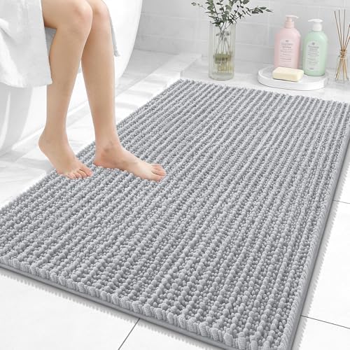 OLANLY Large Bathroom Rugs 40x32, Thick Soft Absorbent Chenille Bath Rugs