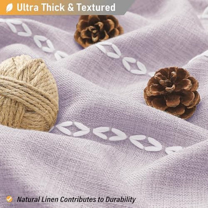 BTTN 54x78 Boho Farmhouse Linen Heavy Duty Shower Curtain Set, Lavender