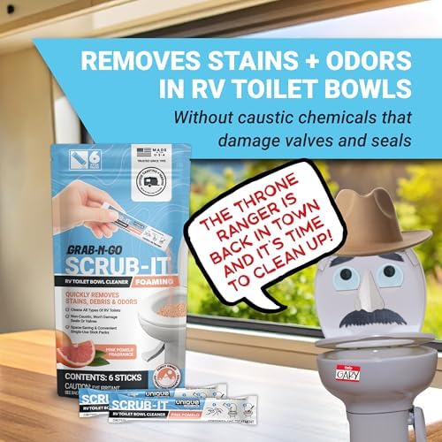 Unique Scrub-It Foaming Powder RV Toilet Cleaner Stick Packs, 6-Count