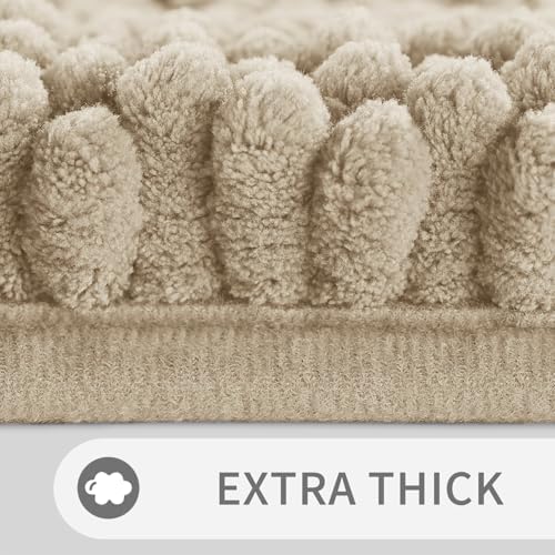 Yimobra Toilet Rugs U Shaped Washable 24 x 20, Non Slip and Super Absorbent Toilet Mat, Quick Dry, Ultra Luxury Microfiber Chenille Plush Fluffy Contour Bath Rugs for Toilet Base, Camel