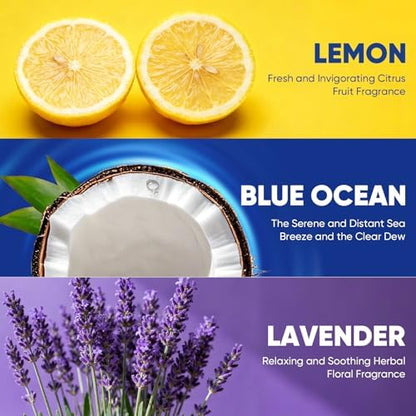 15Ct Aromative Toilet Brush Refills, Toilet Bowl Cleaner Refills, Double-Layer Cleaning Pads Added, Disposable Refill Heads for Toilet Bowl Cleaner Wands，Lemon, Blue Ocean, Lavender （Patented）
