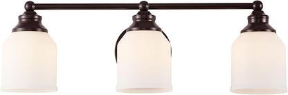 JONATHAN Y 24" Oil Rubbed Bronze/White Modern Farmhouse LED Vanity Light Wall Sconce Fixture, Frosted White Glass Shade, Dimmable Wall Lamp for Bathroom Mirror Kitchen Sink, UL Listed (JYL7551C)