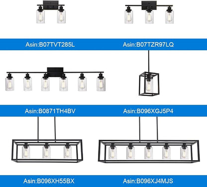 MELUCEE 4 Lights Sconces Wall Lighting Black with Clear Glass Shade | Industrial Bathroom Light Fixtures Vanity Lights Porch Light Fixtures Wall Mount (Patent No.: US D963914 S)