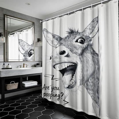 Extra Tall Shower Curtain XL Funny Donkey, 70 x 84 Inchs