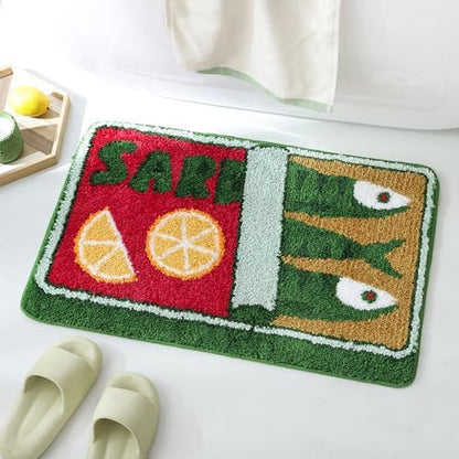 TRUEDAYS Sardine Bath Mat, Cute Bath Mat for Bathroom 20x30 Inch, Green