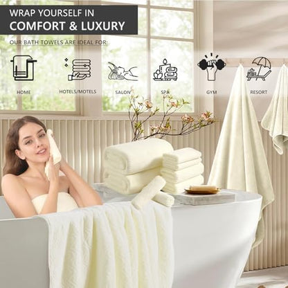 4 Piece Extra Large Bath Towel 35"x70" Oversized Bath Sheet Bath Towel Set for Bathroom Ultra Soft Cozy Highly Absorbent Quick Dry Bathroom Towel for Spa Gym Hotel,Shower Towel for Daily Use,Cream