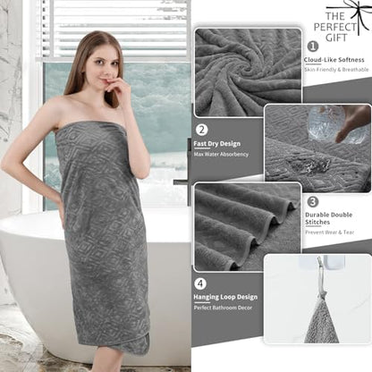 Bath Towel Set of 4 Extra Large Bath Sheet 35"x70" Oversized Bath Towel Soft Microfiber Bathroom Towel for Adults Highly Absorbent Quick Dry Towel Set for Bathroom,Hotel,Shower Bath Sheet Towel Grey