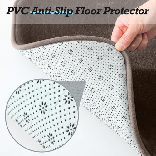HUXMEYSON Bathroom Rugs Sets 3 Piece, Non-Slip & Quick Dry Bath Mat Set, Ultra Soft Velvet Bath Rugs for Bathroom, Toilet and Shower Floor, Brown