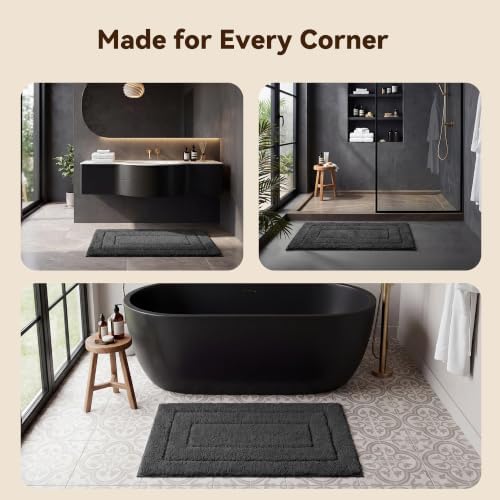 GRANNY SAYS Charcoal Gray Bathroom Rug 16" x 24", Non-Slip Bath Mat