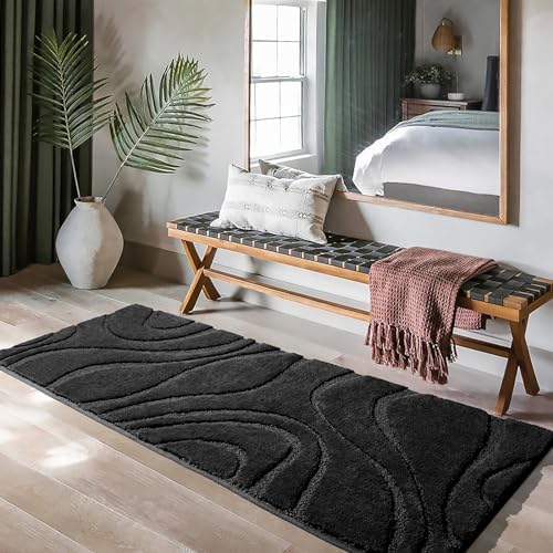 DEXDE Bathroom Rugs Runner Non-Slip Mat for Bathroom Floor, 24X72 Black