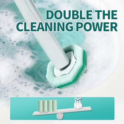 Disposable Toilet Brush, Toilet Bowl Cleaning System with 48 Count Wand Refills, Clean Brush Starter Kit with 1 Wand, 1 Storage Caddy and 1 wall Sticker (White)