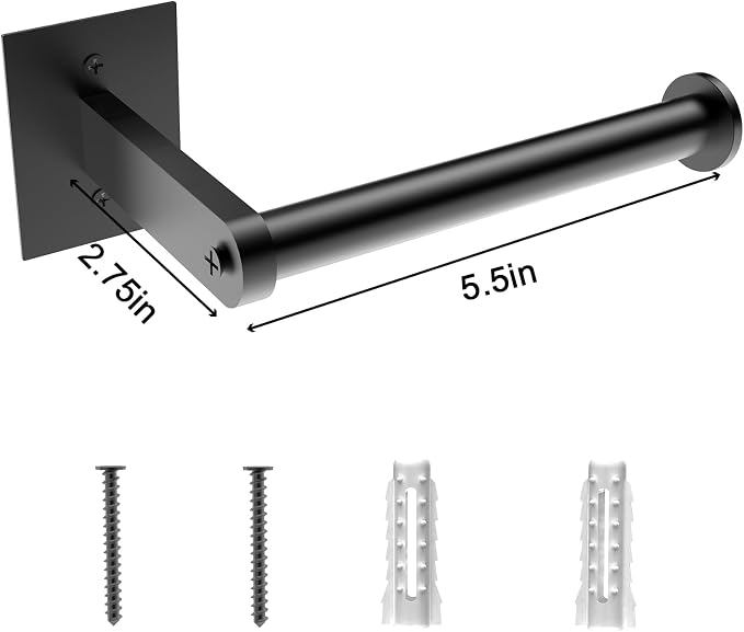 Black Hand Towel Bar for Bathroom Wall, Towel Rack 304 Stainless Steel, Toilet Paper Holder Wall Mount, Tissue Holder for Home Decor