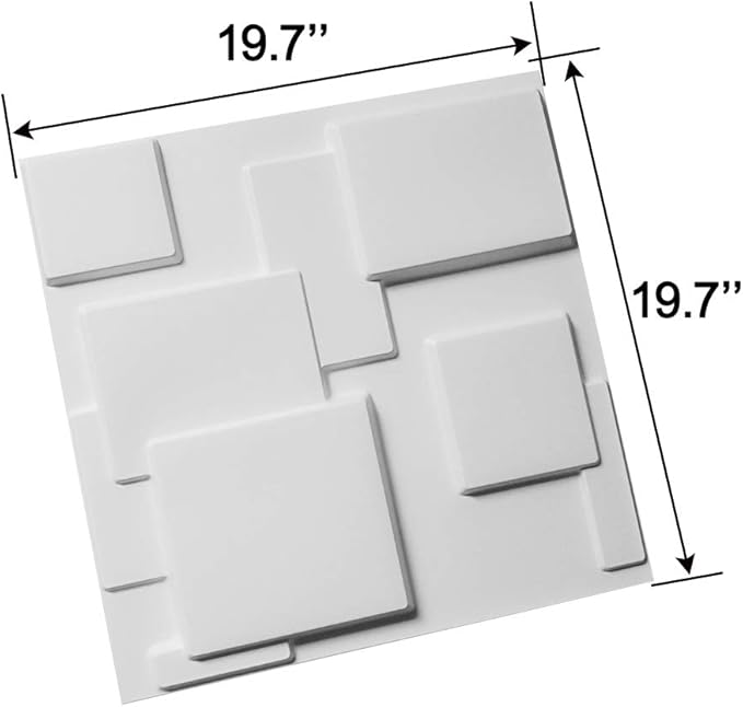 Art3d Decorative Tiles 3D Wall Panels for Modern Wall Decor, Magic Square-White, 12 Panels 32 Sq Ft