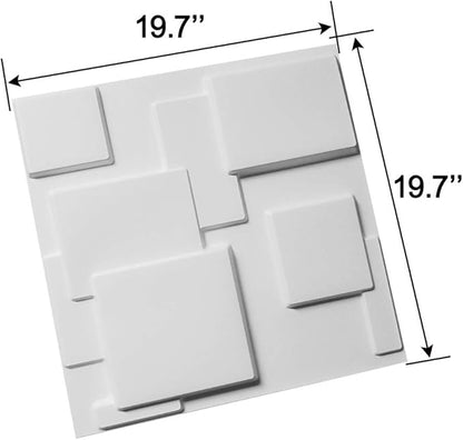 Art3d Decorative Tiles 3D Wall Panels for Modern Wall Decor, Magic Square-White, 12 Panels 32 Sq Ft