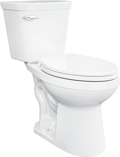 Gerber Viper Force Elongated Two-Piece Toilet, Soft-Close Seat, White | Strong flush clears the bowl every time | Seat lifts off in seconds for easy cleaning | Tool-free install kit included
