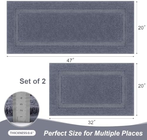 SHACOS Soft Microfiber Bathroom Rugs Set of 2 Pieces, Dark Grey