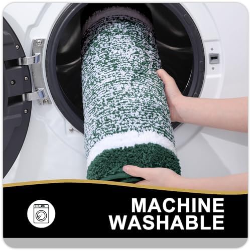 OLANLY Bathroom Rugs 30x20, Absorbent Microfiber Bath Rugs, Blackish Green