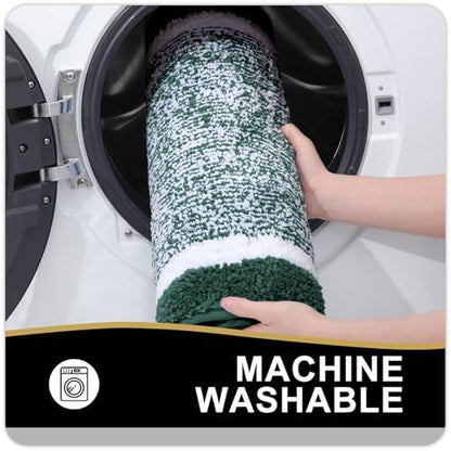 OLANLY Bathroom Rugs 30x20, Absorbent Microfiber Bath Rugs, Blackish Green