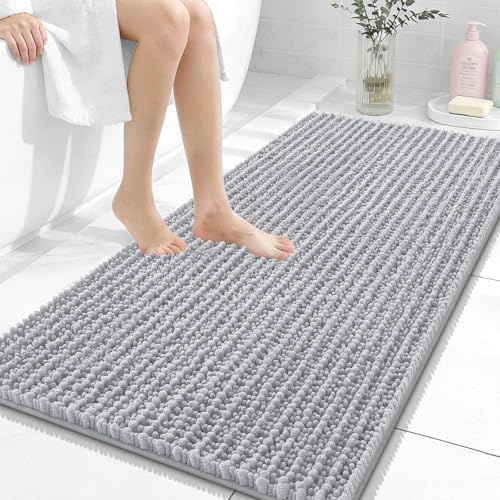 OLANLY Bathroom Runner Rugs 47x24, Thick Soft Absorbent Chenille Bath Rugs