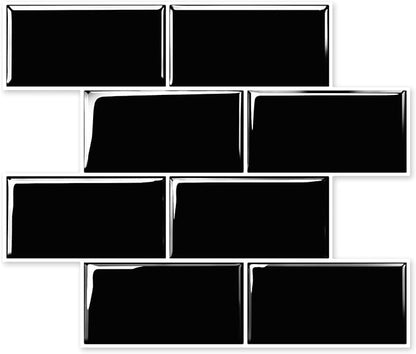 10 Sheets Thicker Peel and Stick Backsplash, Peel and Stick Tiles, Marble Look Wall Tiles Backsplash for Kitchen and Bathroom, Livingroom, 12"x9.8", Black