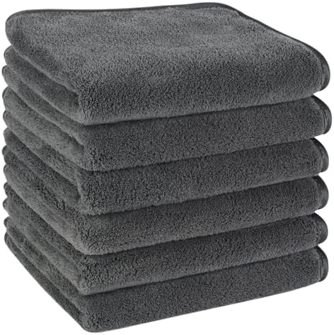 KinHwa Gray Hand Towels for Bathroom, Microfiber Face Towels, 11x20 Inch