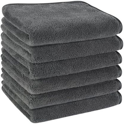 KinHwa Gray Hand Towels for Bathroom, Microfiber Face Towels, 11x20 Inch