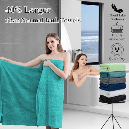 Bath Towel Set of 4 Extra Large Bath Sheet 35"x70" Oversized Bath Towel Soft Microfiber Bathroom Towel for Adults Highly Absorbent Quick Dry Towel Set for Bathroom,Hotel,Shower Bath Sheet Teal Blue
