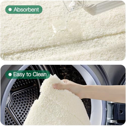 LUMI Soft Bathroom Rugs Absorbent, Non Slip Bath Mat 24x60, Ivory White