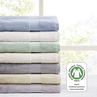 Madison Park Organic Cotton Bath Towel Set Absorbent, 6 Piece, Grey