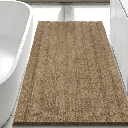 Bcoimo Large Bathroom Rug, Chenille Bath Mat with High Low Pile Design, Soft Absorbent Non Slip Bath Rug, Machine Washable Quick Dry Mat for Shower, Tub, Sink and Vanity