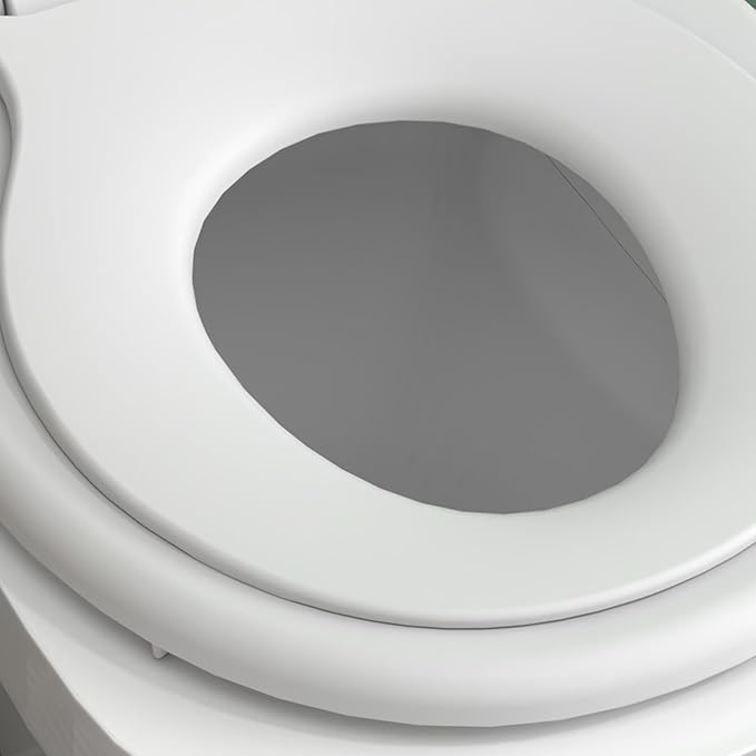 17" White Round Toilet Seat for Adult and Child, Built-In Potty Training Seat with Soft Quiet Close Non-Slip Design, Magnetic Kids Seat and Cover for Round/Oval Toilets, Easy to Install and Clean