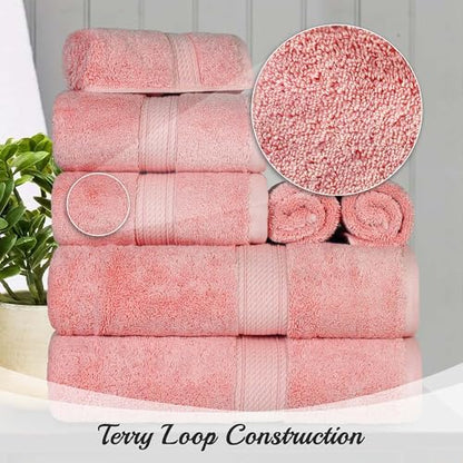 SUPERIOR Egyptian Cotton Ultra Plush & Absorbent, 8 Piece Set, Tea Rose