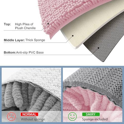 Smiry Bathroom Rugs 24X16, Luxury Chenille Extra Soft Absorbent Bath Mat
