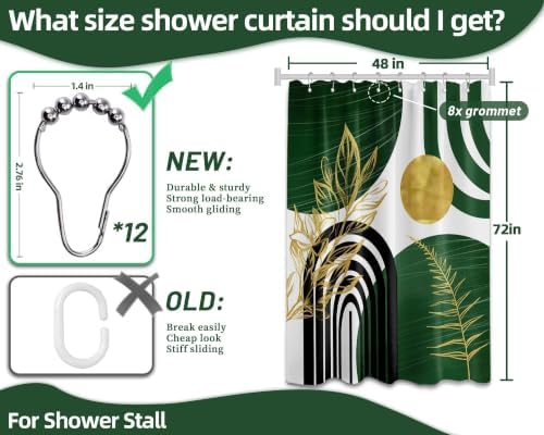 Olive Green and Gold Stall Shower Curtain, 48X72 in Narrow Small