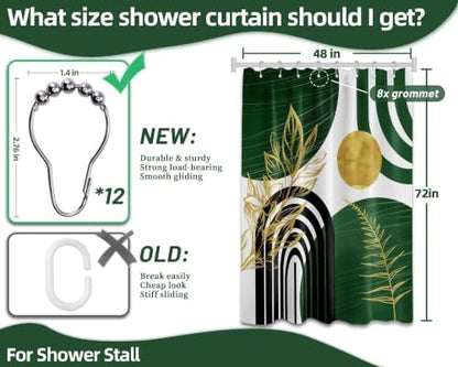Olive Green and Gold Stall Shower Curtain, 48X72 in Narrow Small