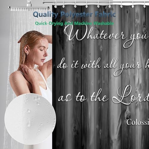 Whatever You Do Colossians 3:23 Shower Curtain with Hooks 72 x 72 Inches