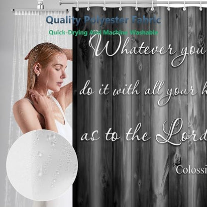 Whatever You Do Colossians 3:23 Shower Curtain with Hooks 72 x 72 Inches
