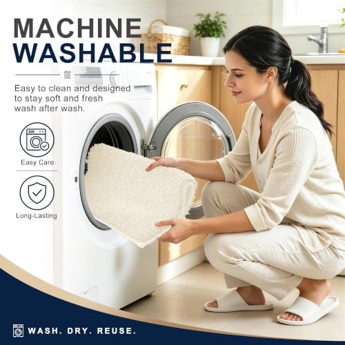 OLANLY Microfiber Bathroom Rugs 30x20, Ultra Soft Absorbent Bath Mat, White